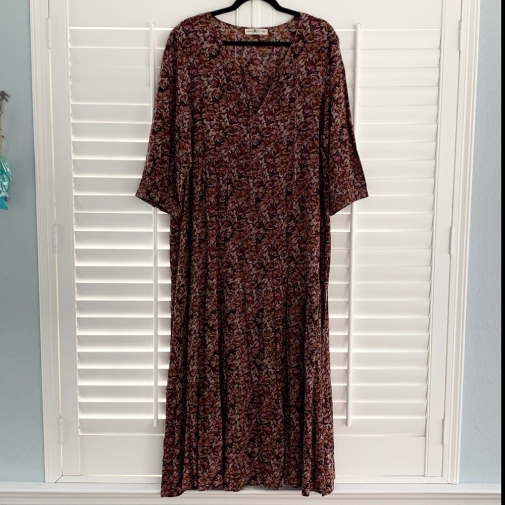 Natural Life Sage Tiered Floral Maxi Dress L/XL - Picture 12 of 14
